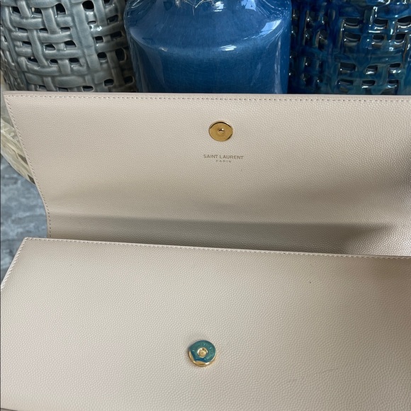 Yves Saint Laurent Beige Leather Monogram Clutch, New, Never Used. - Picture 8 of 10